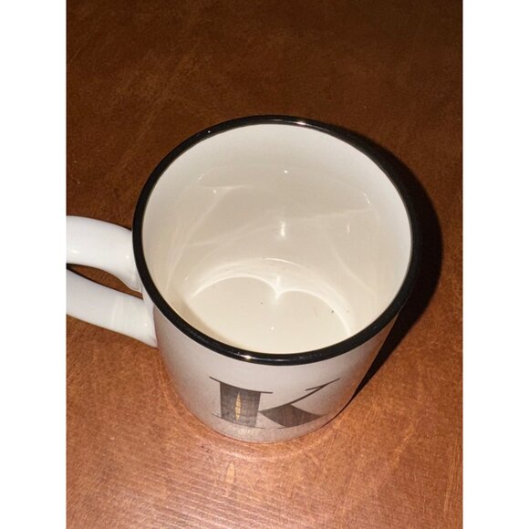 White Ceramic Monogram "K" Mug By Threshold Dishwasher & Microwave Safe Stonew - Picture 2 of 5